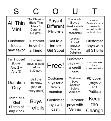 Girl Scout Bingo Card