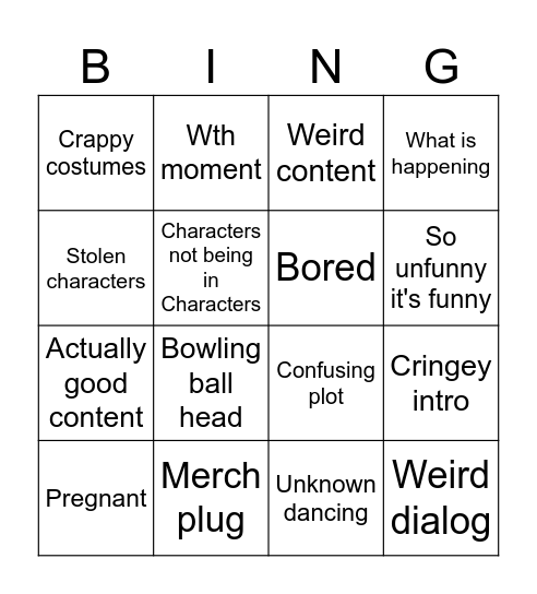 Cringe content farm Bingo Card