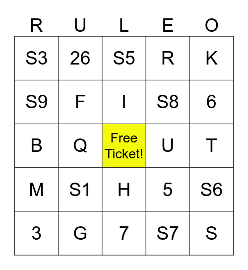 WW&F RULES REVIEW Set 1 Bingo Card