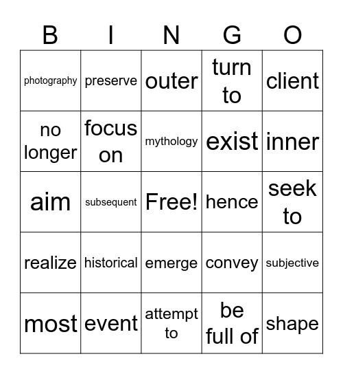 3.3 words review Bingo Card