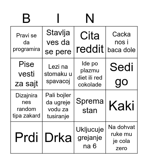 bokile bingo Card