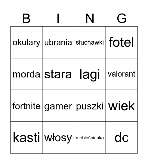 Bingo Selvuka Bingo Card