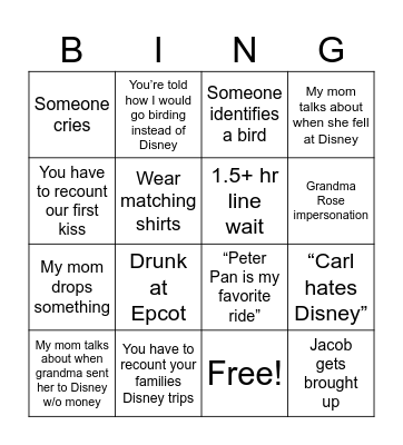Disney Bingo 2024 Bingo Card