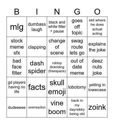 sikky bingo card Bingo Card