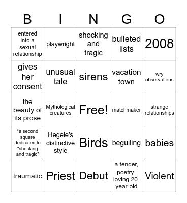 The Publishers Weekly review of Bird Suit Bingo Card