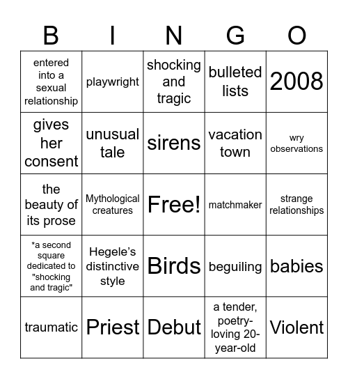 The Publishers Weekly review of Bird Suit Bingo Card