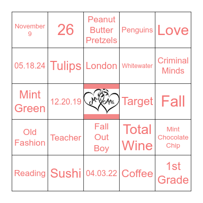 GET TO KNOW REBECCA Bingo Card