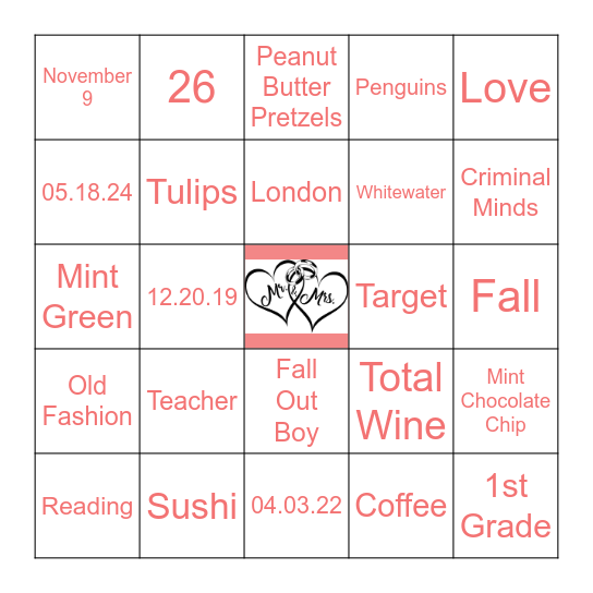 GET TO KNOW REBECCA Bingo Card