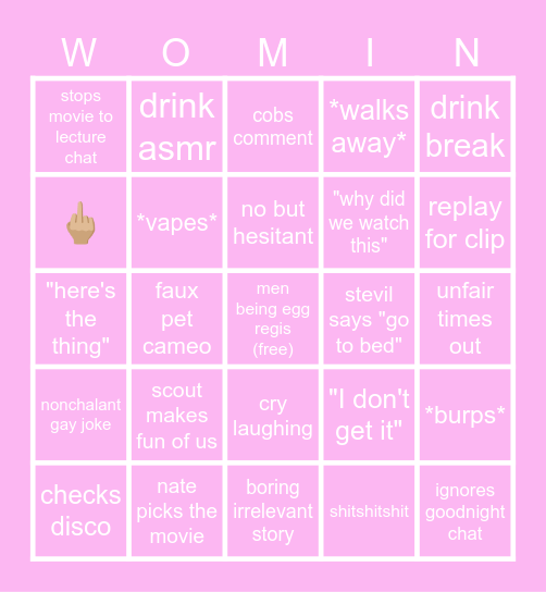 Mid Men Bingo Card