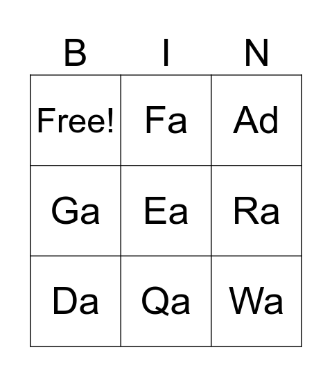 Help Bingo Card