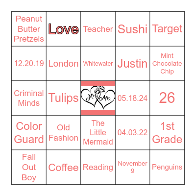 GET TO KNOW REBECCA Bingo Card