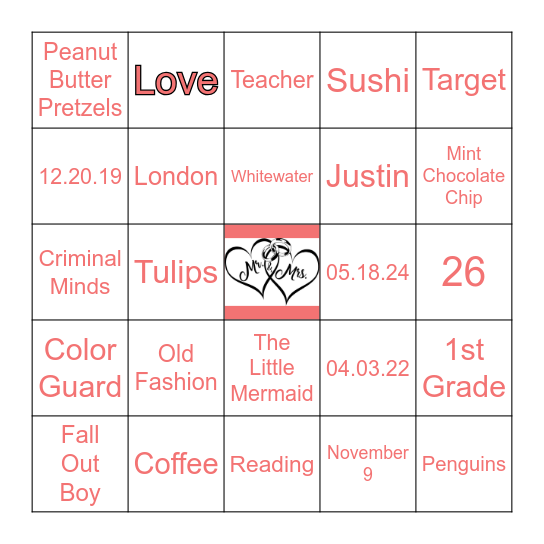 GET TO KNOW REBECCA Bingo Card