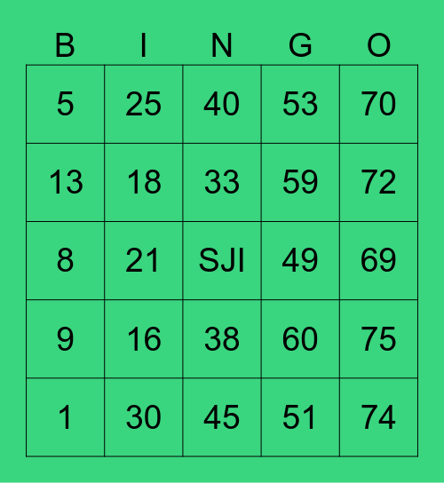 SJI FESTIVE AT 68! Bingo Card