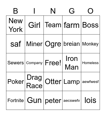 Infinite Craft Bingo Card