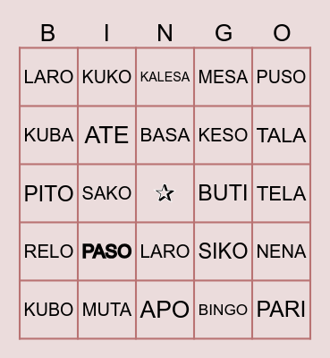 BASIC SIGHT WORDS IN FILIPINO Bingo Card
