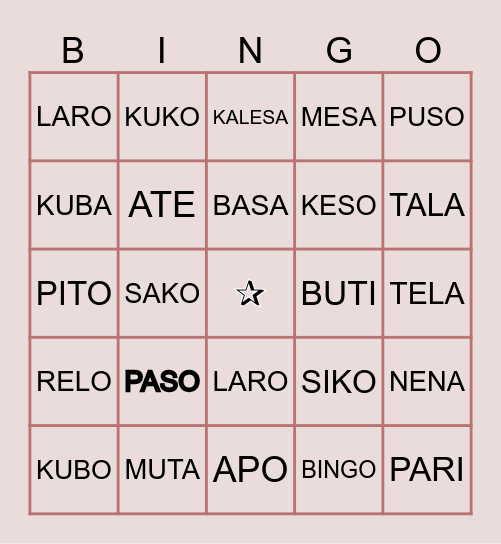 BASIC SIGHT WORDS IN FILIPINO Bingo Card