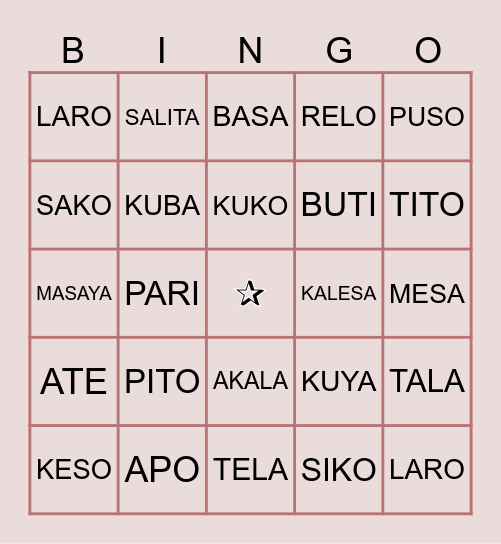 BASIC SIGHT WORDS IN FILIPINO Bingo Card
