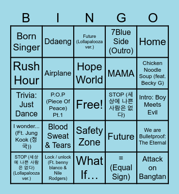 Hope On The Street Bingo Card