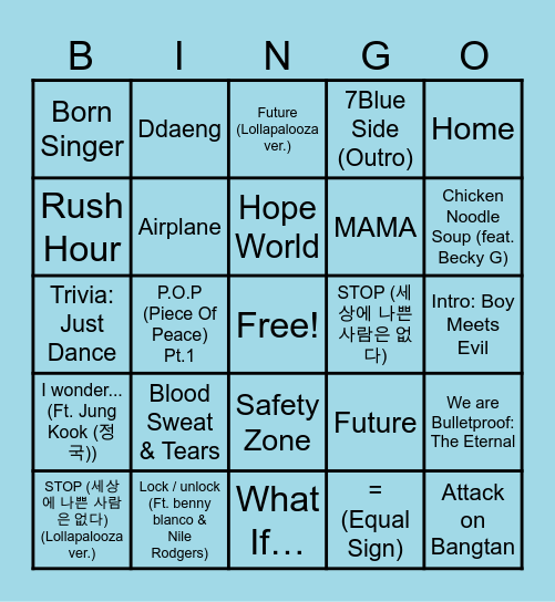 Hope On The Street Bingo Card
