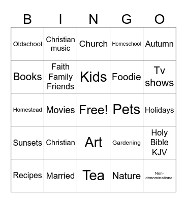 Pen-Pal Bingo Card