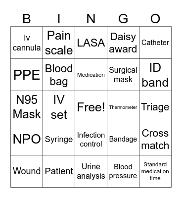 General Nursing Orientation Bingo Card