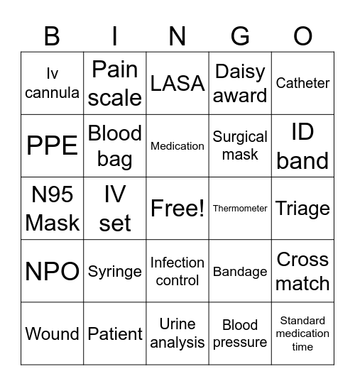 General Nursing Orientation Bingo Card