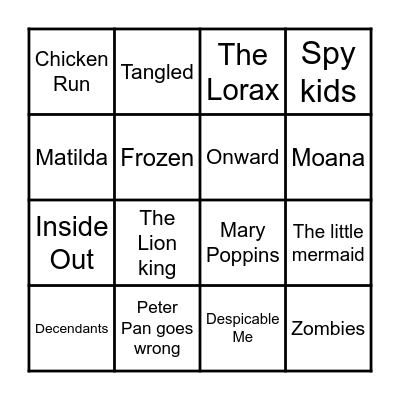 Movies!!! Bingo Card