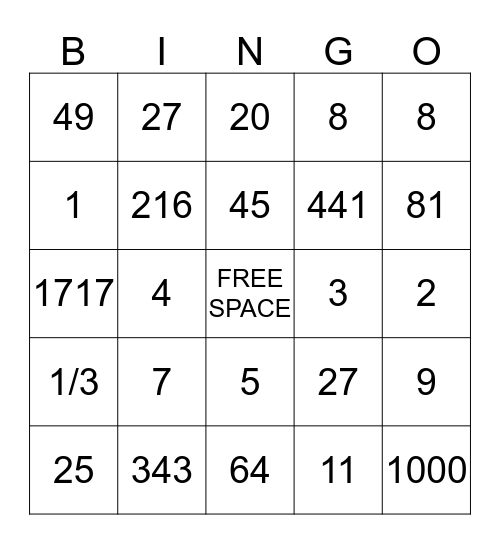 BOOM! BOOM! BINGO! Bingo Card