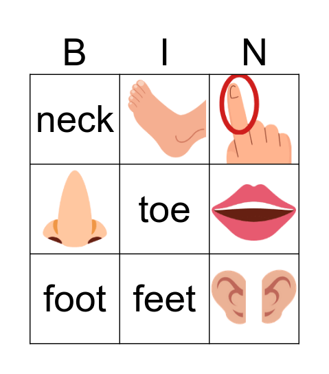 Body Bingo Card