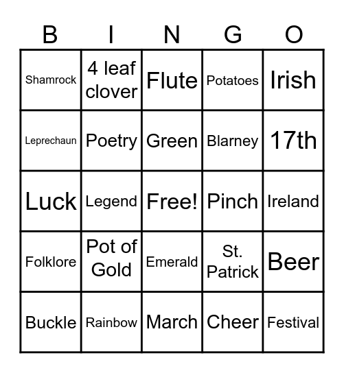 Lucky Leprechaun! Bingo Card