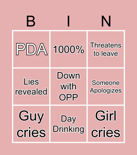 Love Is Blind Bingo Card