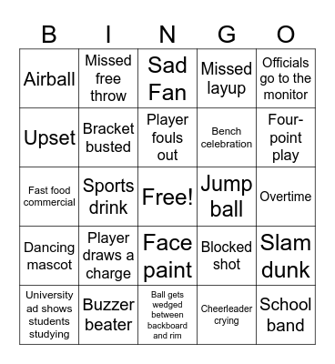 March Madness Bingo Card