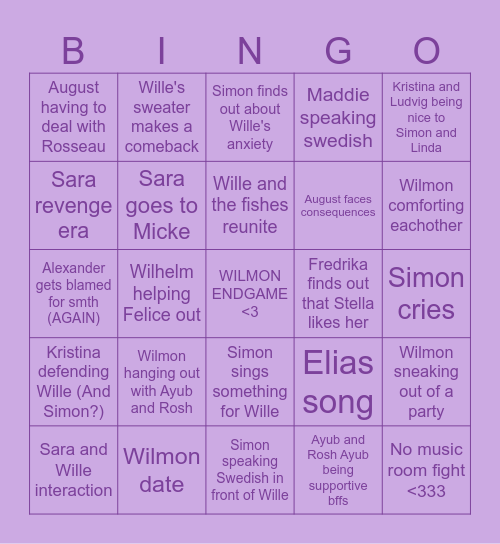 YOUNG ROYALS S3 Bingo Card