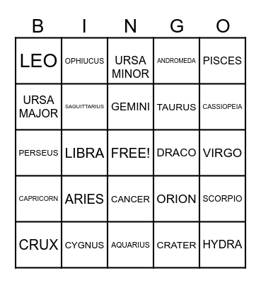 BINGO CONSTELLATION Bingo Card