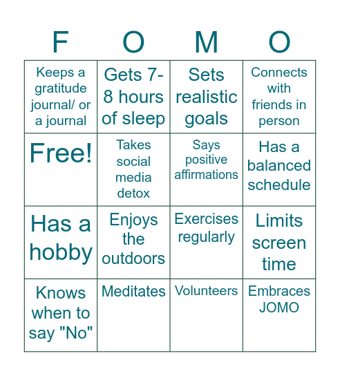 FOMO Bingo Card