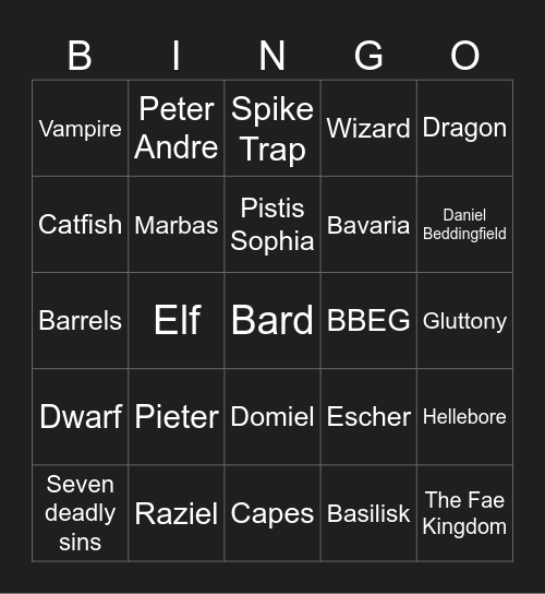 DnDingo Bingo Card