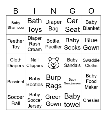 Baby Shower Gift Bingo Card