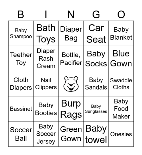 Baby Shower Gift Bingo Card