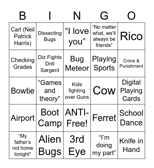 Starship Troopers - Round 1 Bingo Card