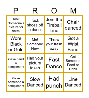 QHS Senior Prom at the Senior Center 2024 Bingo Card