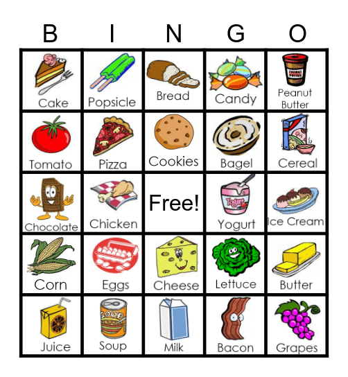 Food Bingo Card