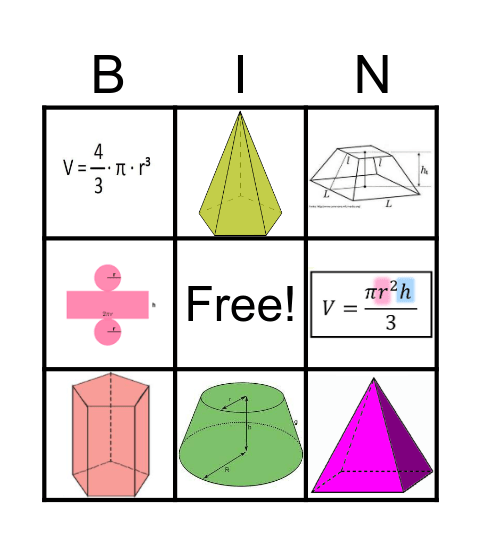 Sólidos Geométricos Bingo Card