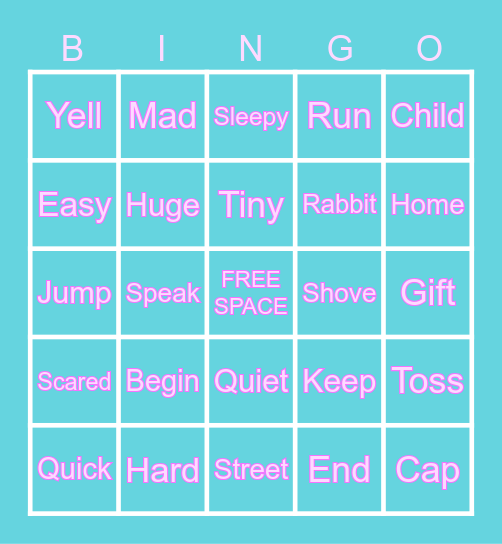 Synonym Bingo Card