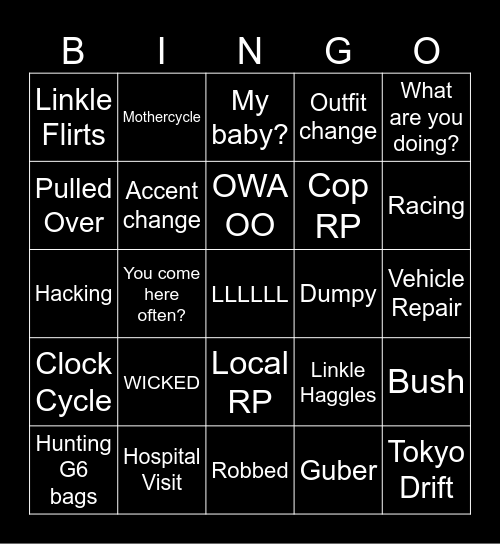 Link GTA RP Bingo Card Bingo Card