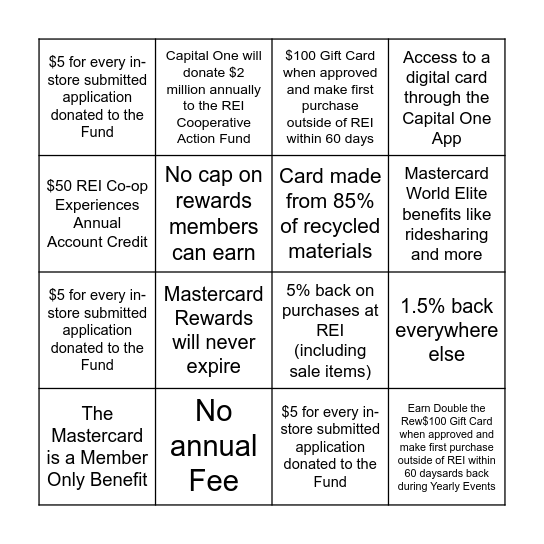 Bellevue Mastercard Benefit Bingo Card