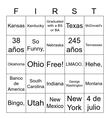 blank Bingo Card