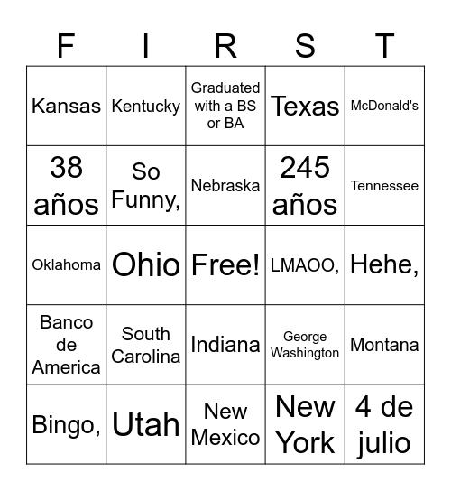 blank Bingo Card