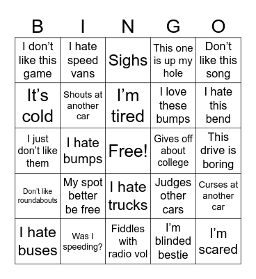 Charlotte car bingo Card