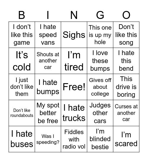 Charlotte car bingo Card