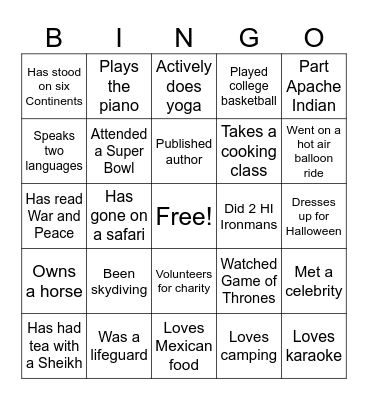 Meet Me Bingo Card